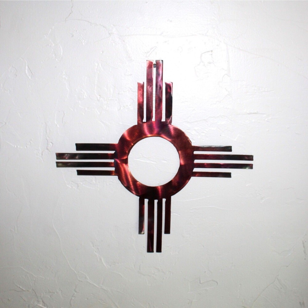 Zia Sun Metal Wall Art Signed handmade copper color 16" southwest decor